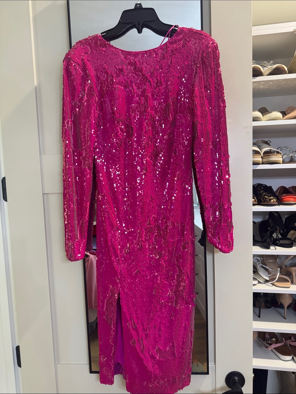 Dress the Population Fuchsia Sequin Midi Dress